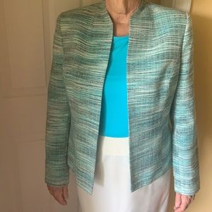 KASPER Jacket Blazer size 8 aqua/cream/black